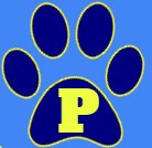 The yellow P inside a blue paw print.